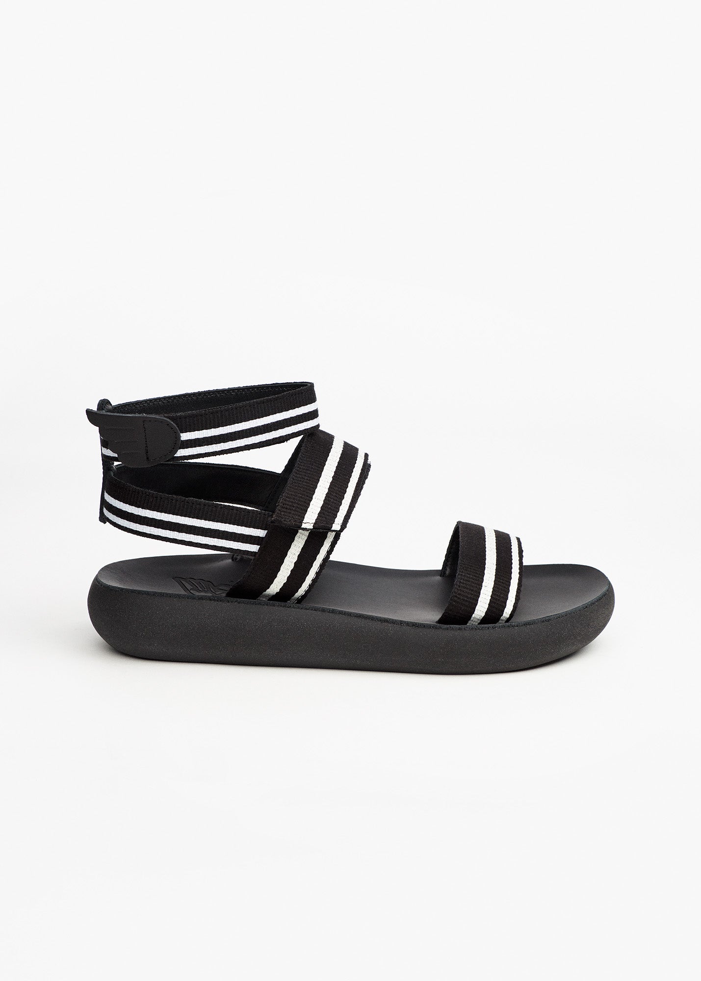 Greek Sandals Nostalgia Black/ Beige Stripes | Tiina The Store
