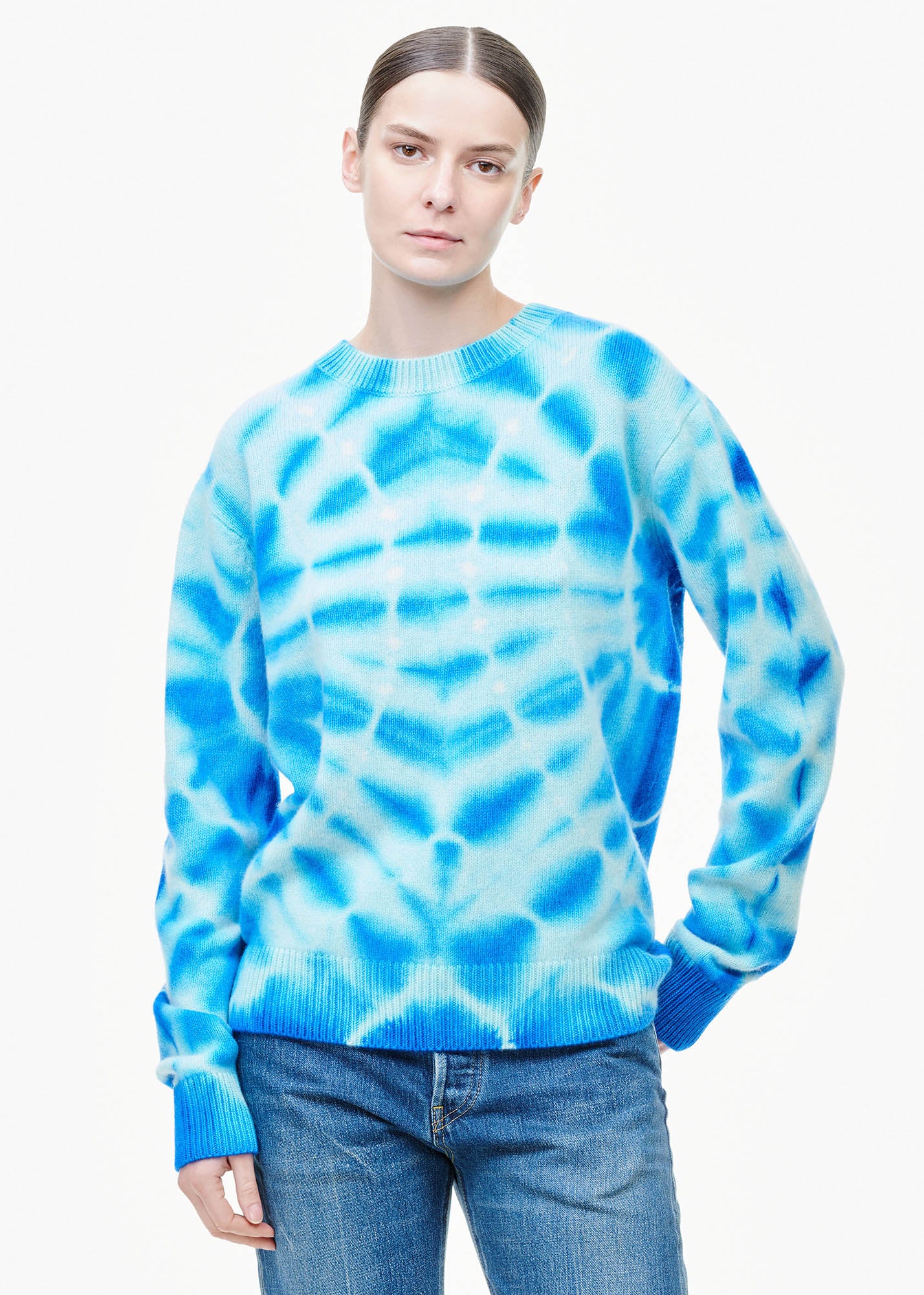 Web Flare Simple Crew Ivory/ Cerulean - TIINA the STORE