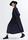 Liwan Iwan Black Shirt Black, Navy and White Skirt, Black Coat, Sofie D’Hoore Navy Fond Sandals